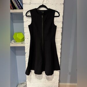 THEORY Bonbi Dress Womens‎ 2 Fit Flare Zip Front Sleeveless Black